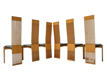 Post-Modern Slatted High Back Dining Room Chairs by Pietro Costantini, 1980s